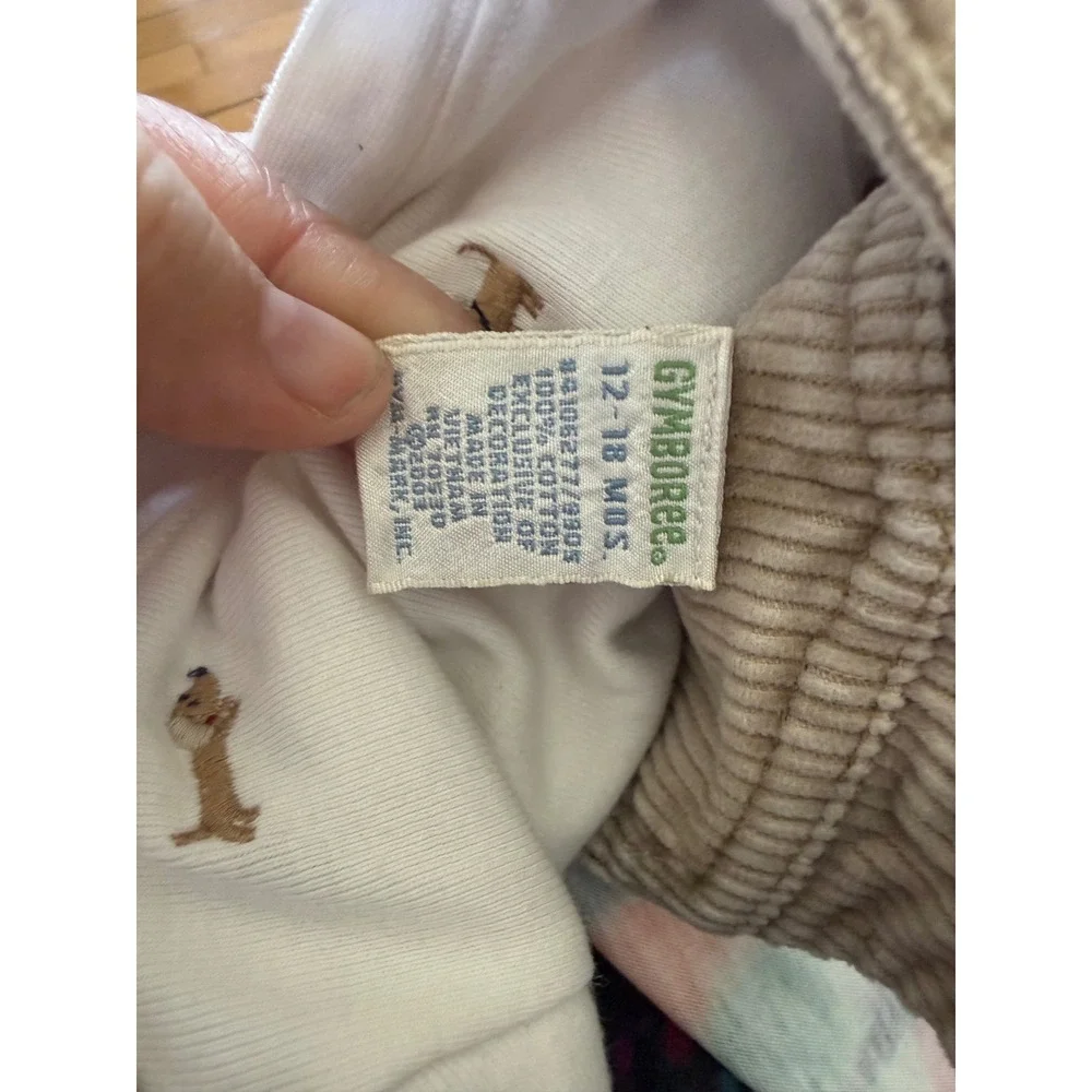Gymboree bintage corduroy overalls and long sleeve dog embroidered‎